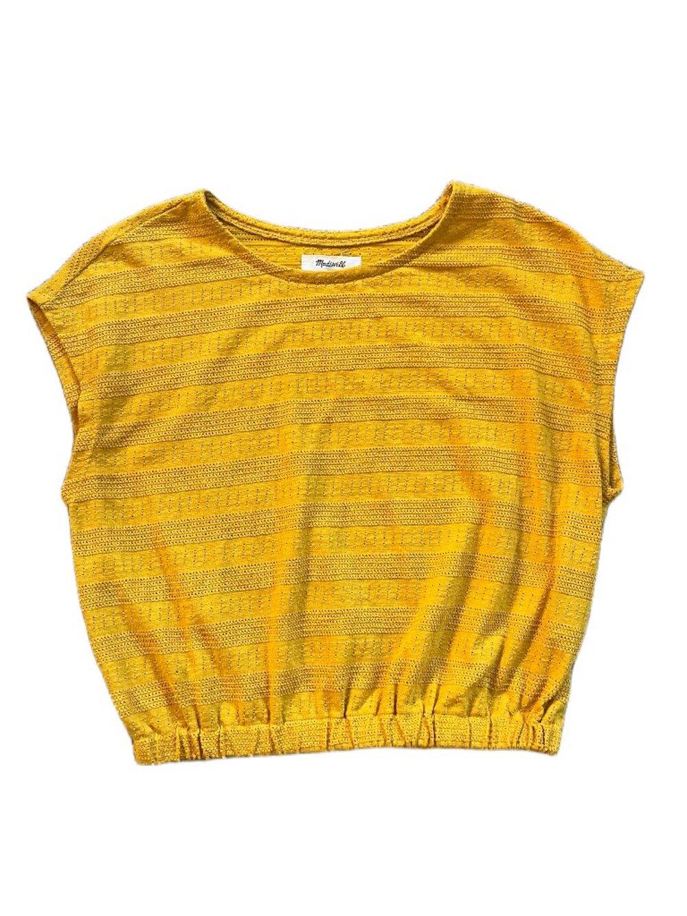 Madewell Mustard Yellow Eyelet Knit Top Size XXS
